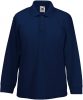 Long sleeve navy polo shirt with embroidered school badge