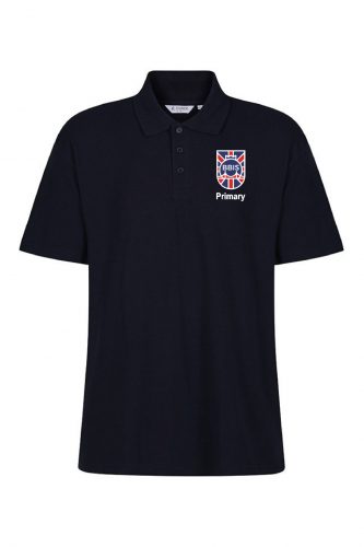 Navy Junior Cotton Polo with embroidered school badge