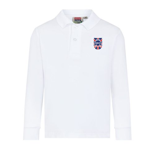 Long sleeve polo shirt with embroidered school badge